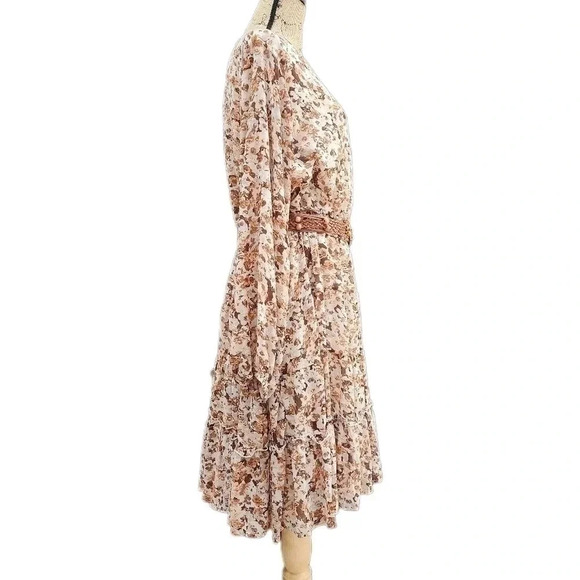 Hayden L.A. Floral Boho Smocked Waist Dress, Brown/ White, US Women's 1X - Picture 3 of 7